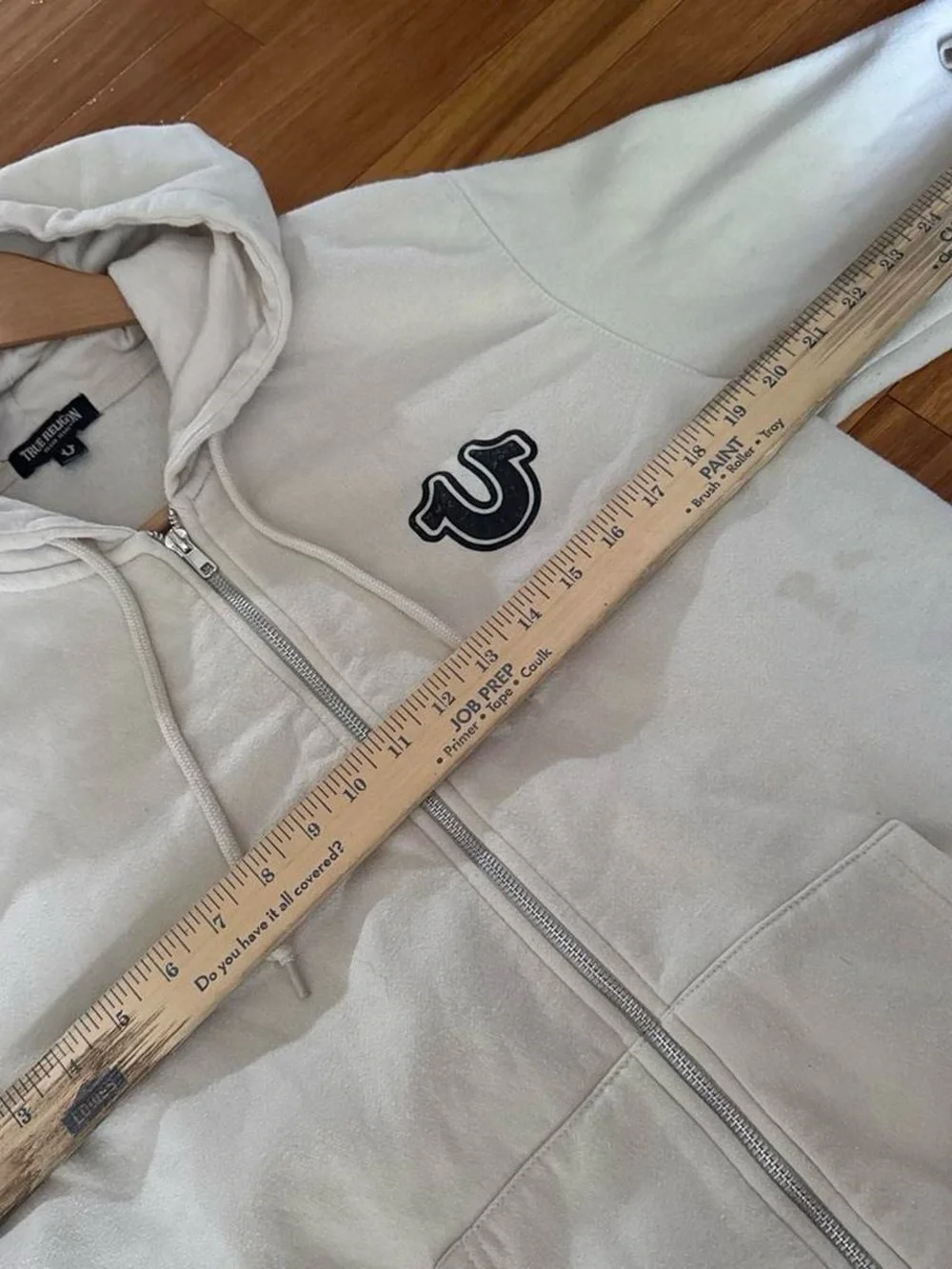 True Religion Cream / White Pullover Full Zip Buddha Graphic Hoodie